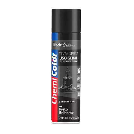 TINTA SPRAY PRETO BRILHANTE 400ML CHEMICOLOR