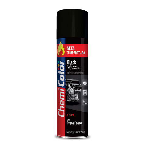 TINTA SPRAY ALTA TEMPETATURA PRETO FOSCO 350ML CHEMICOLOR