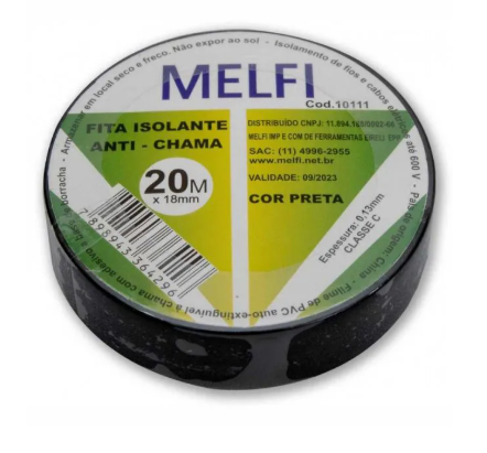 FITA ISOLANTE 10MT PRETA MELFI