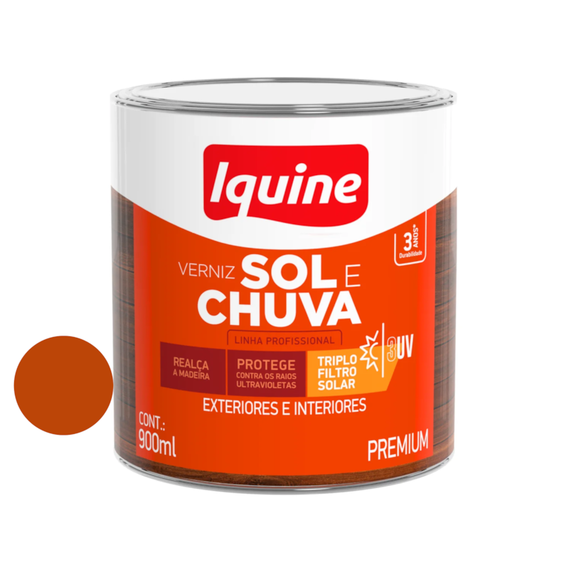 VERNIZ PU SOL/CHUVA MOGNO 0,9L IQUINE