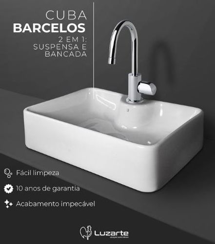 CUBA SOBREPOR RETANGULAR BARCELOS BC 40X30 LUZARTE