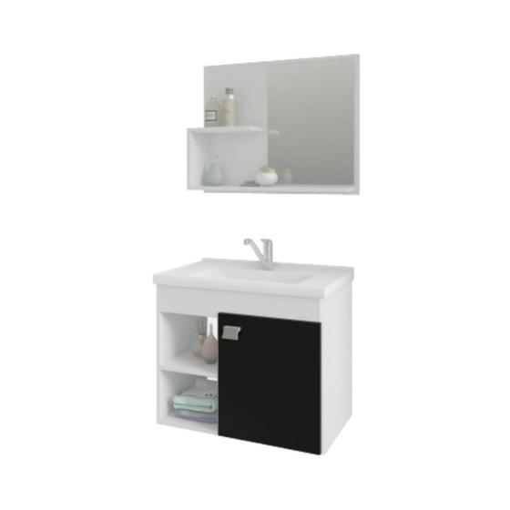 GABINETE WC+ESP 100%MDF LOT BRANCO/PRETO 55CM MGM