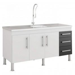 GABINETE COZINHA 100%MDF FLEX BC/PT 1,54MT MGM