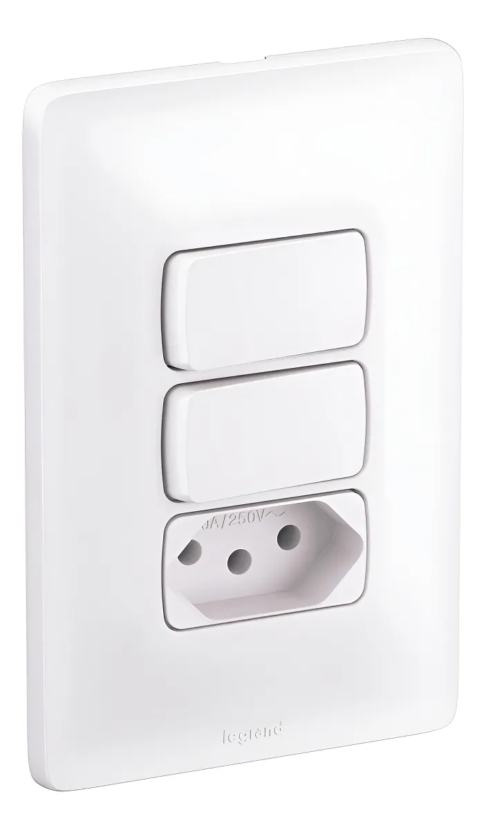 CONJUNTO 2 INTERRUPTOR +TOM 2P+T ZEFFIA 10A 4X2 PIAL