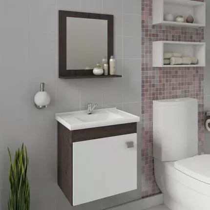 GABINETE WC+ESPELHEIRA IRIS 44 CM CAFÉ/BC