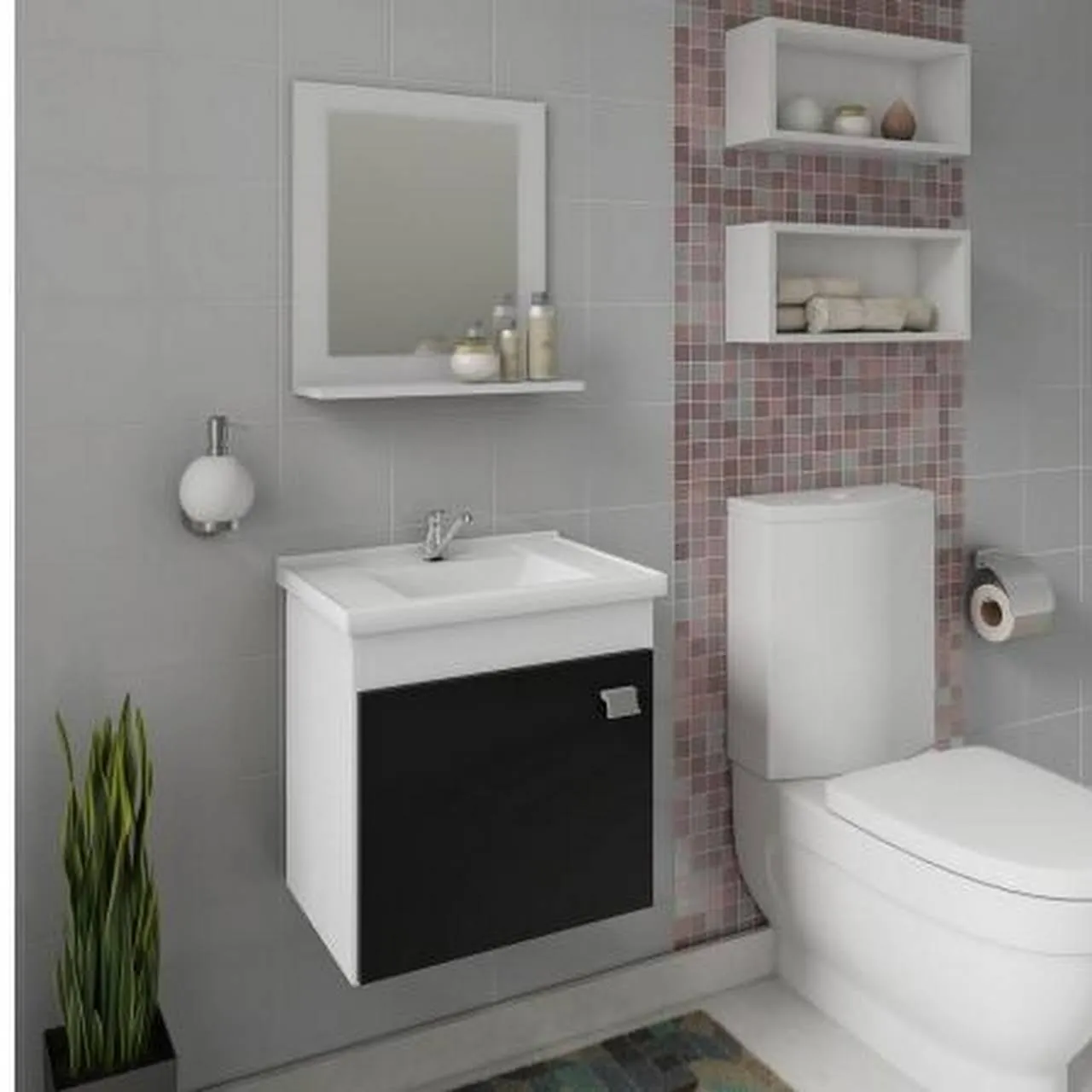 GABINETE WC+ESPELHEIRA IRIS 44 CM BC/PT