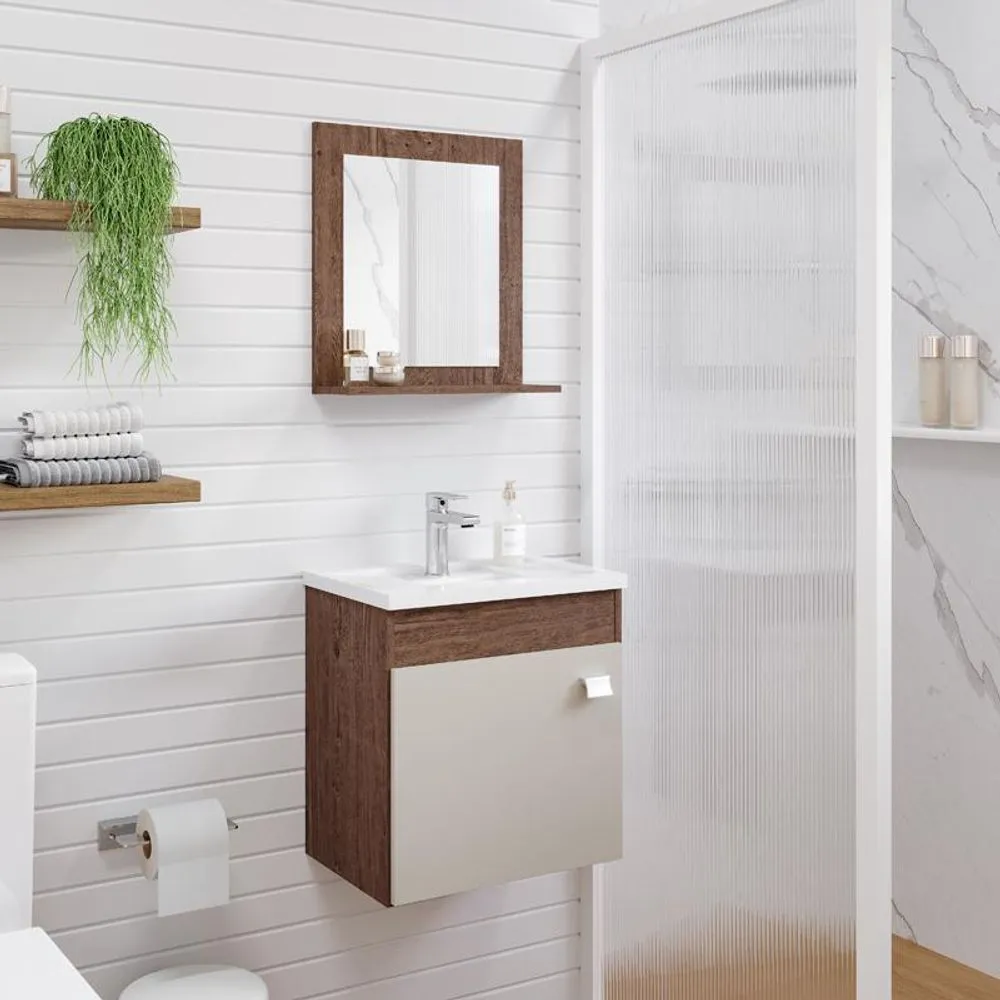 GABINETE WC+ESPELHEIRA IRIS AMEN/WH 44CM